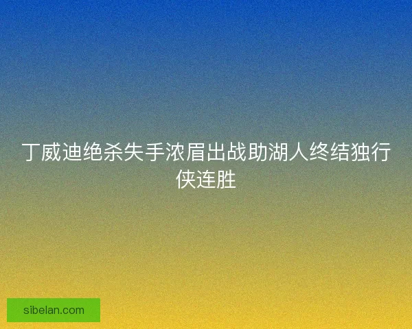 丁威迪绝杀失手浓眉出战助湖人终结独行侠连胜