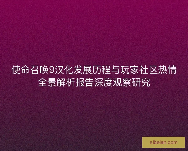 使命召唤9汉化发展历程与玩家社区热情全景解析报告深度观察研究